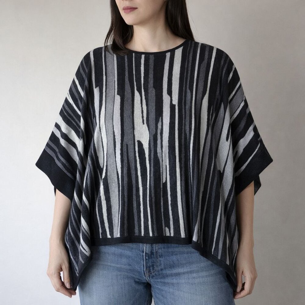 Marla Wynne Layers Women's Oversized Poncho Lagenlook Black Soft Knit Cotton